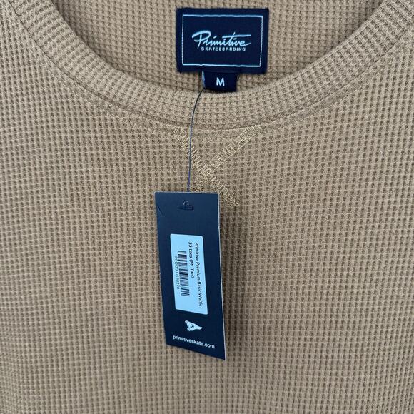 Primitive Skateboarding shirt men's M crew waffle weave short sleeve rust NEW - Picture 5 of 8